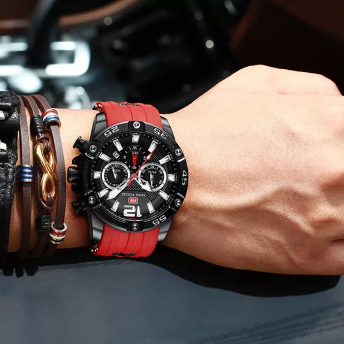 Reloj deportivo Mini Focus 0349 Rubro Negro para hombre