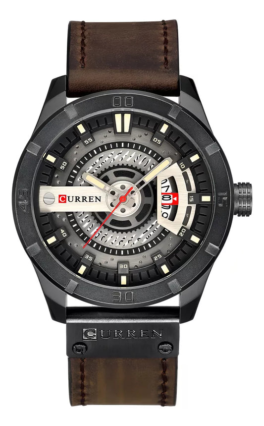 Reloj Curren 8301  Original para hombre, correa de piel, color marrón
