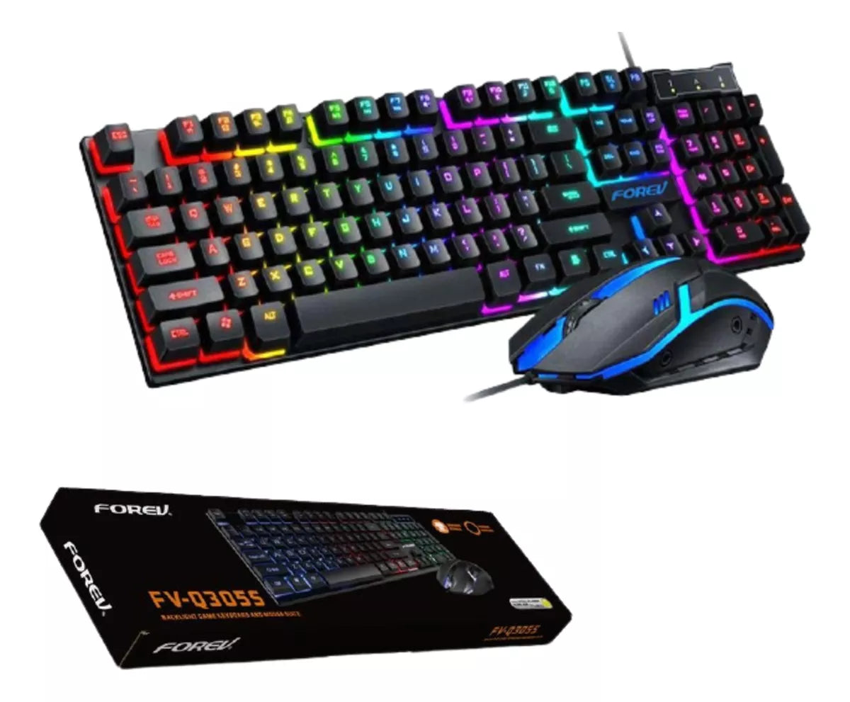 Combo Kit Teclado Y Mouse Gamer Luces Multi Color Rgb Usb