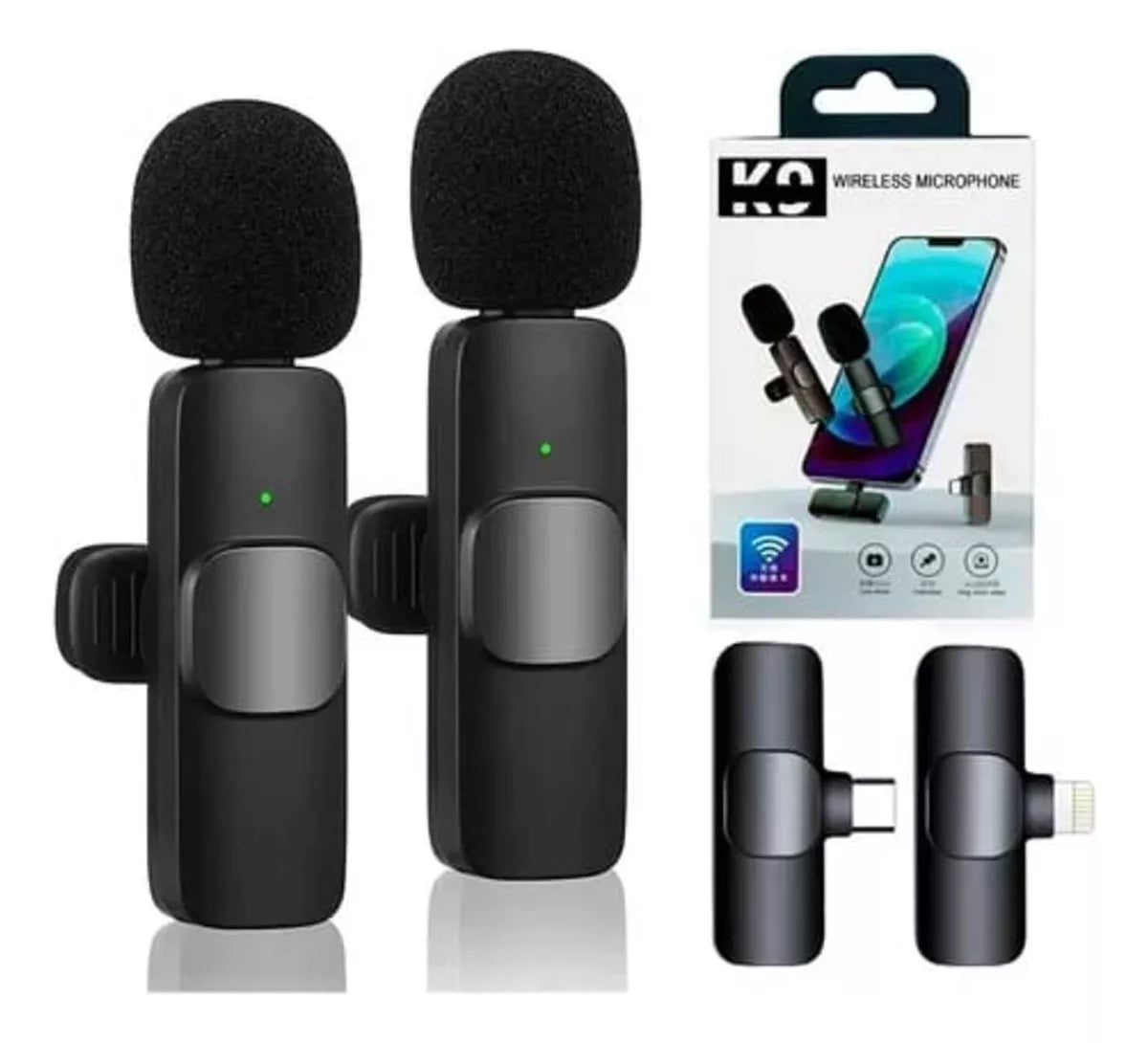 Micrófono Doble Inalámbrico Para Celular Compatible con Iphone y Android