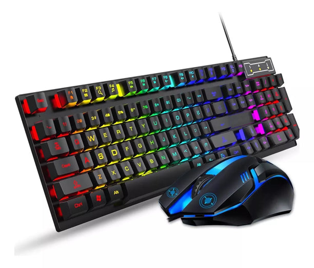 Combo Kit Teclado Y Mouse Gamer Luces Multi Color Rgb Usb