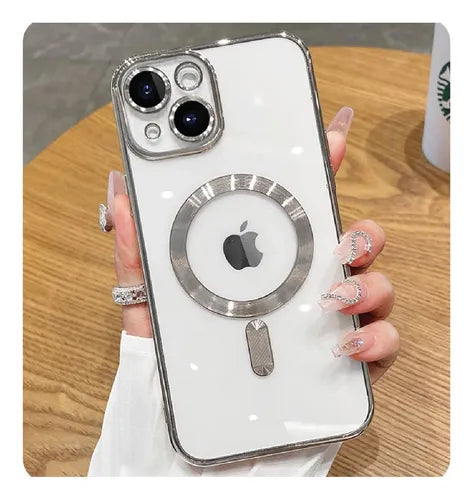 Case Funda Magsafe Magnética Para Iphone color Plateado
