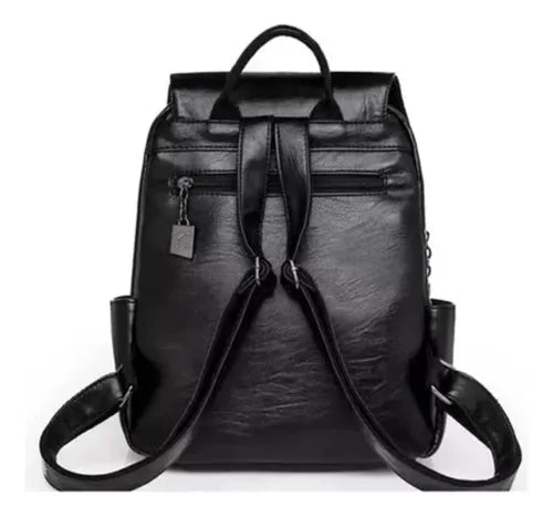 Mochila Importada Para Dama de Cuero Negro