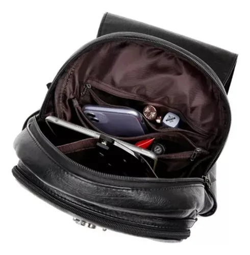 Mochila Importada Para Dama de Cuero Negro