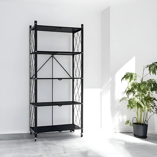 Estanteria Metalica Plegable Con Ruedas Raynee 5 Niveles Color Blanco