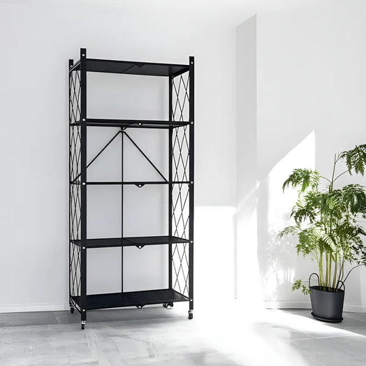 Estanteria Metalica Plegable Con Ruedas Raynee 5 Niveles Color Blanco