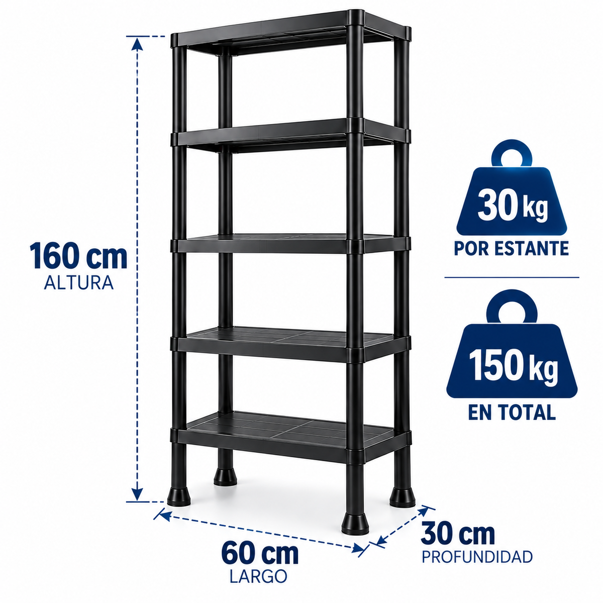 Estantería Organizadora Reforzada de 5 Niveles- 160cm