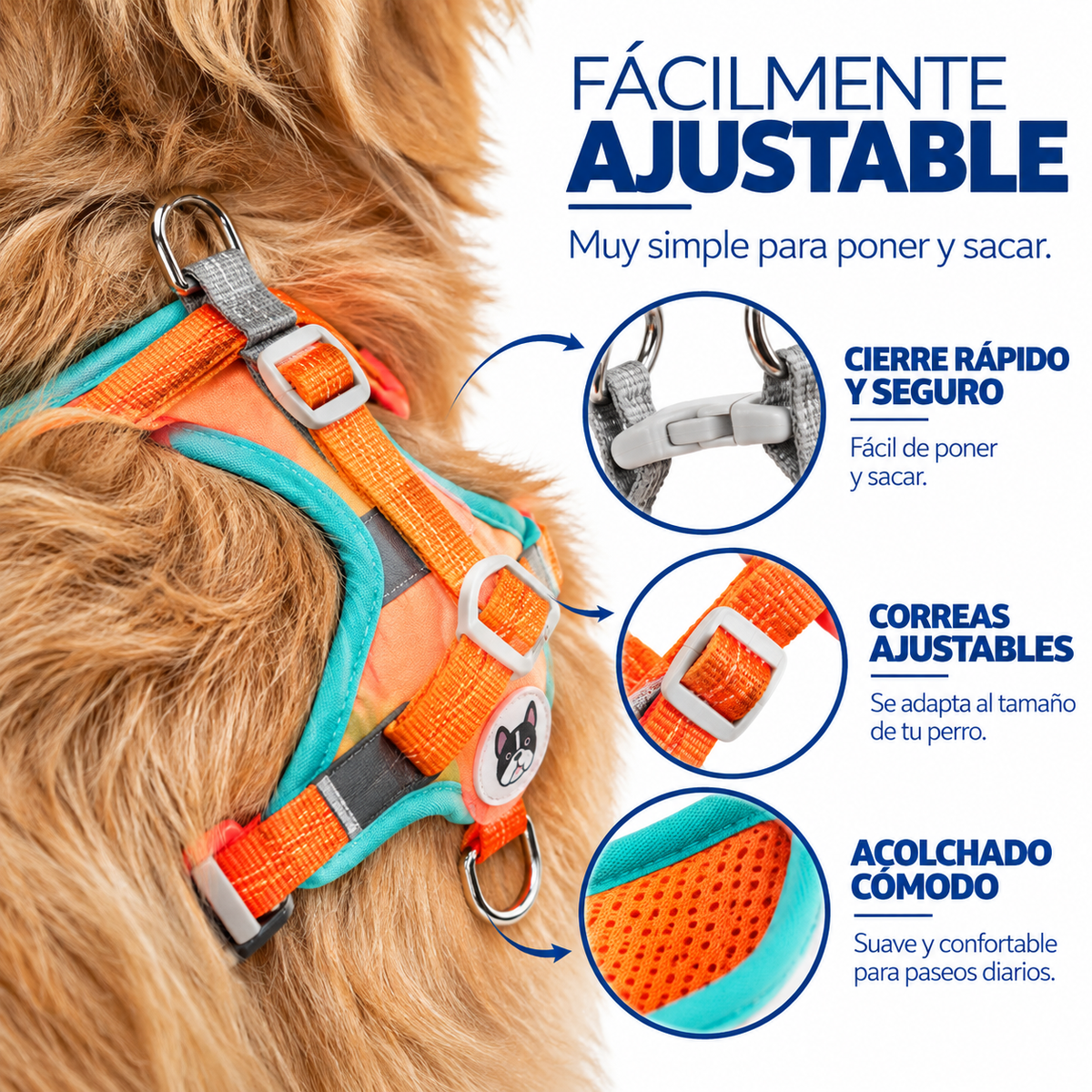 Pechera Ajustable para Perros y Gatos con Correa Incluida