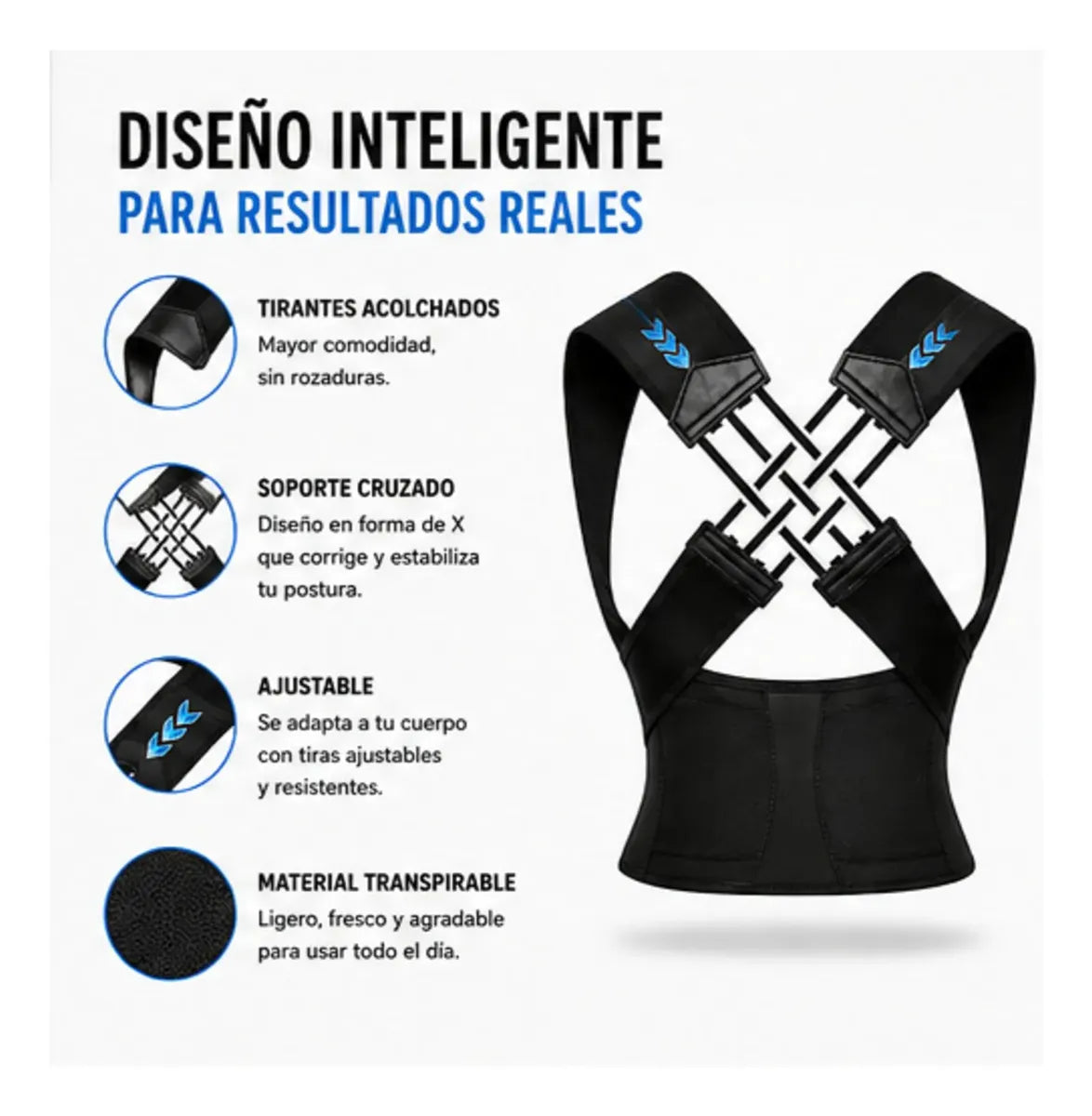 Faja Chaleco Corrector De Postura Soporte Espalda Ajustable