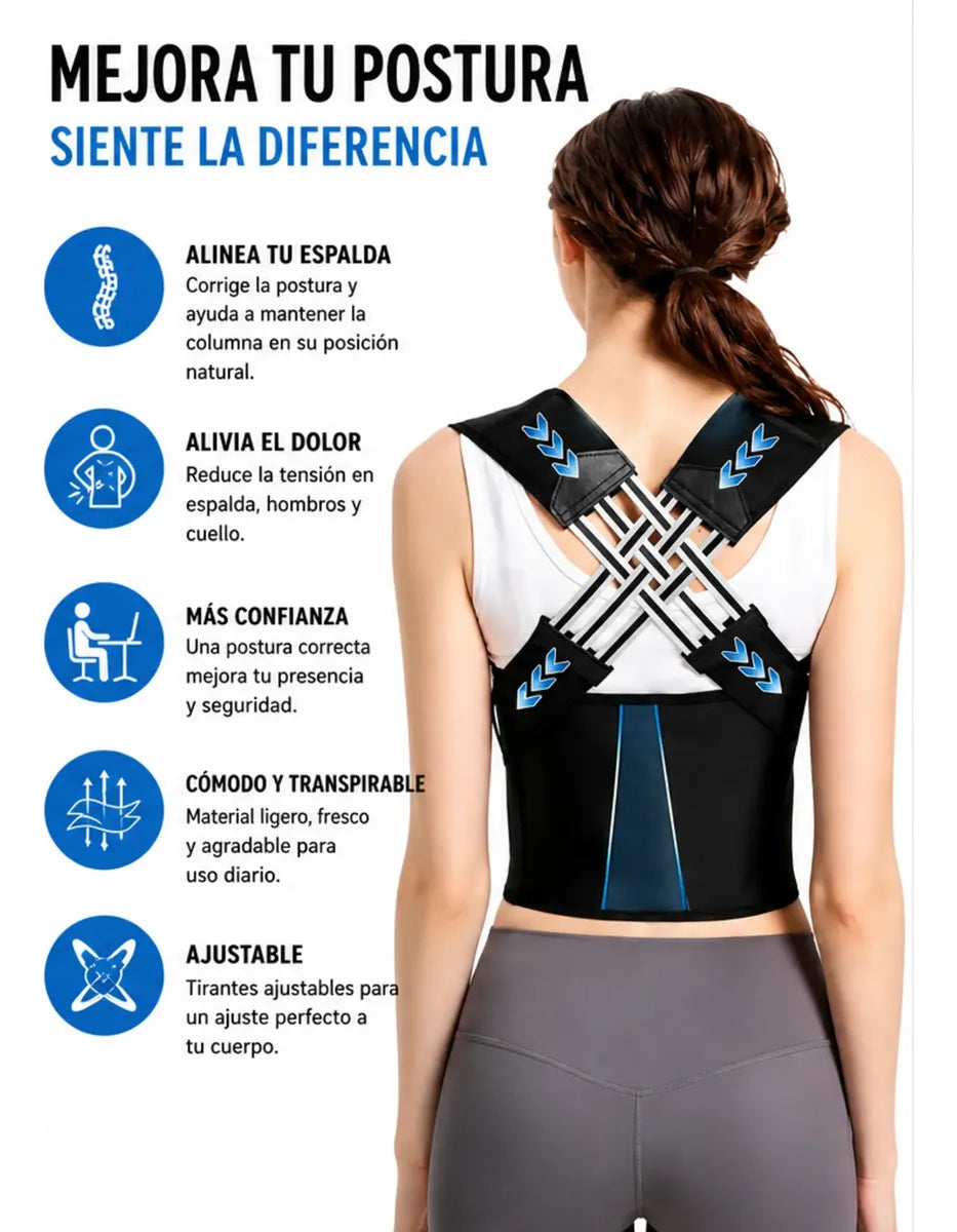 Faja Chaleco Corrector De Postura Soporte Espalda Ajustable