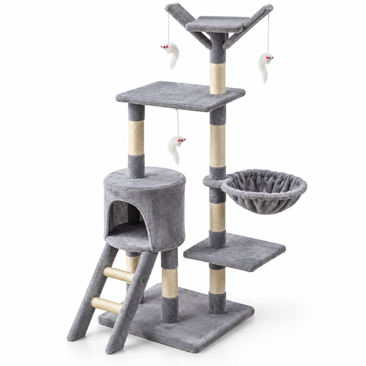 Rascador para Gatos de 5 Niveles con Cueva, Hamaca y Juguetes