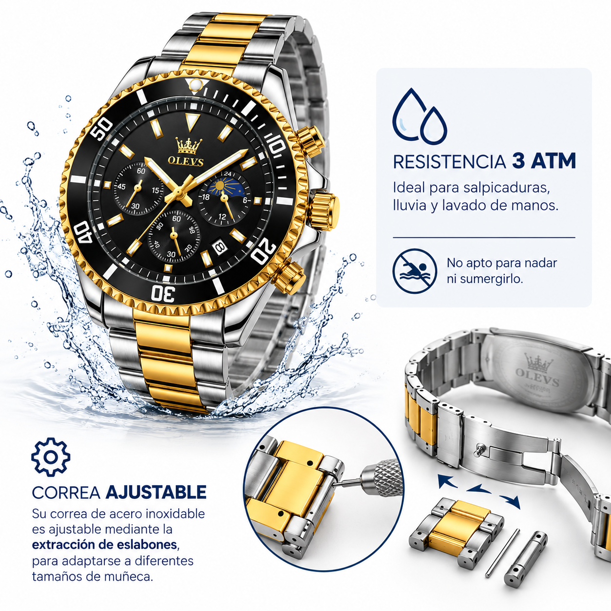 Reloj OLEVS Hombre 2870 – Resistente al Agua