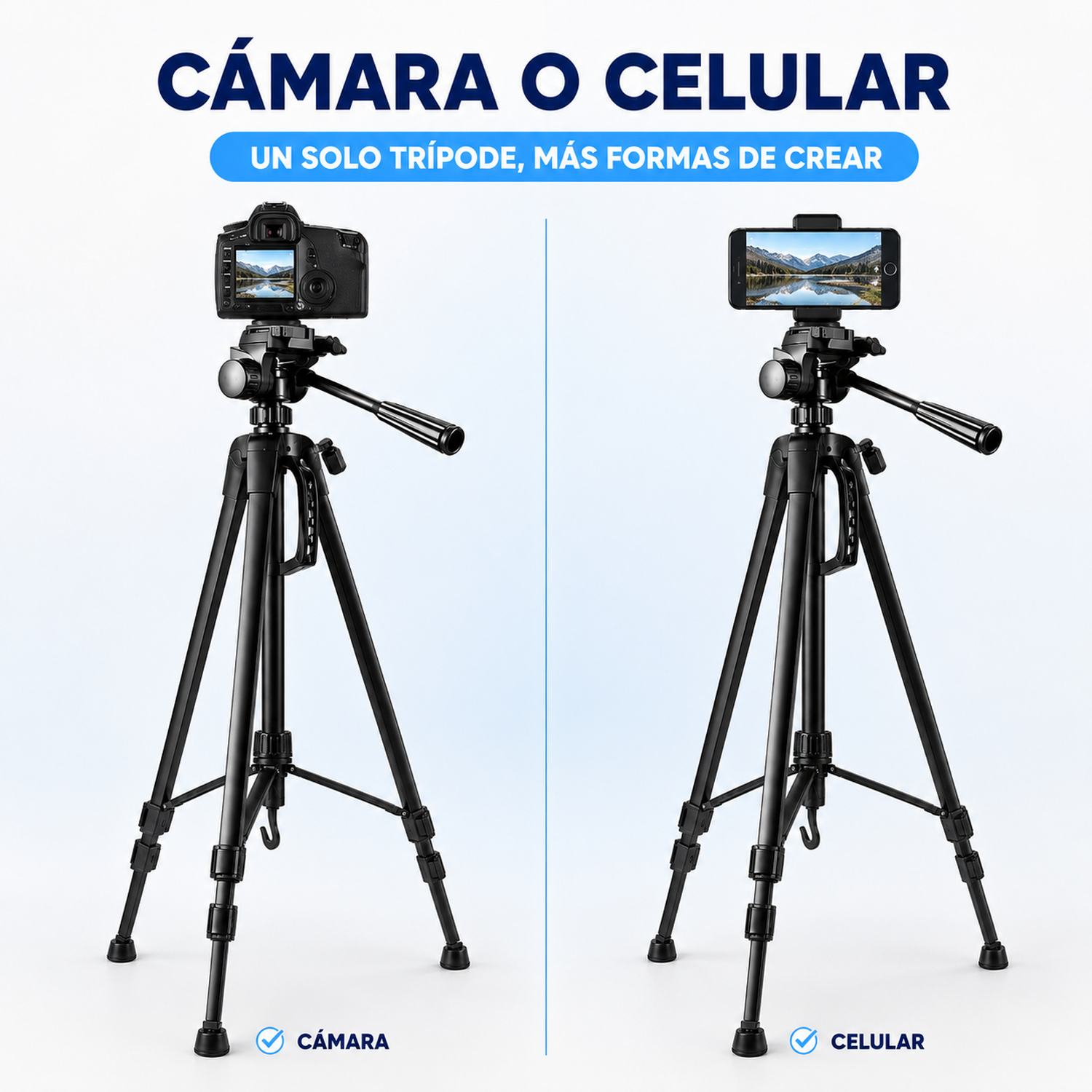 Trípode Profesional WT-3520 150 cm para Cámara y Celular con Control Bluetooth