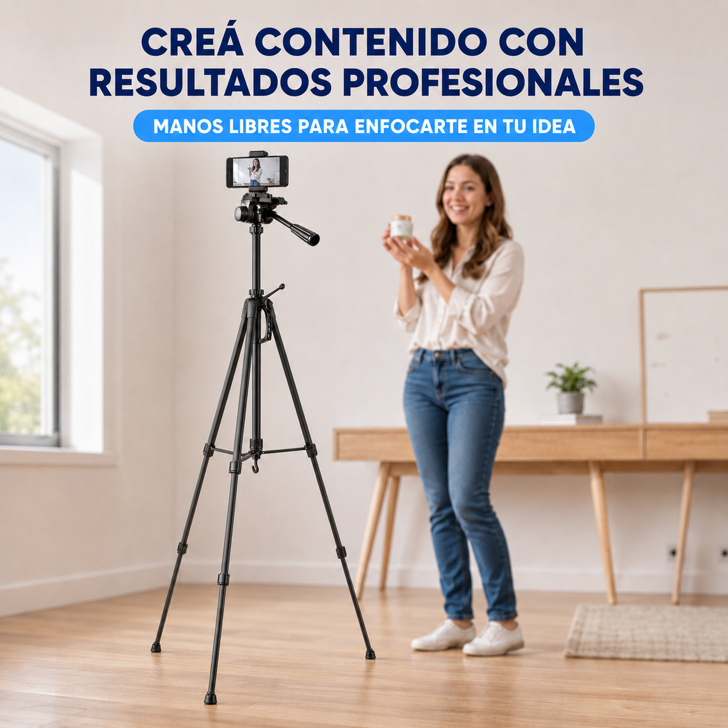 Trípode Profesional WT-3520 150 cm para Cámara y Celular con Control Bluetooth
