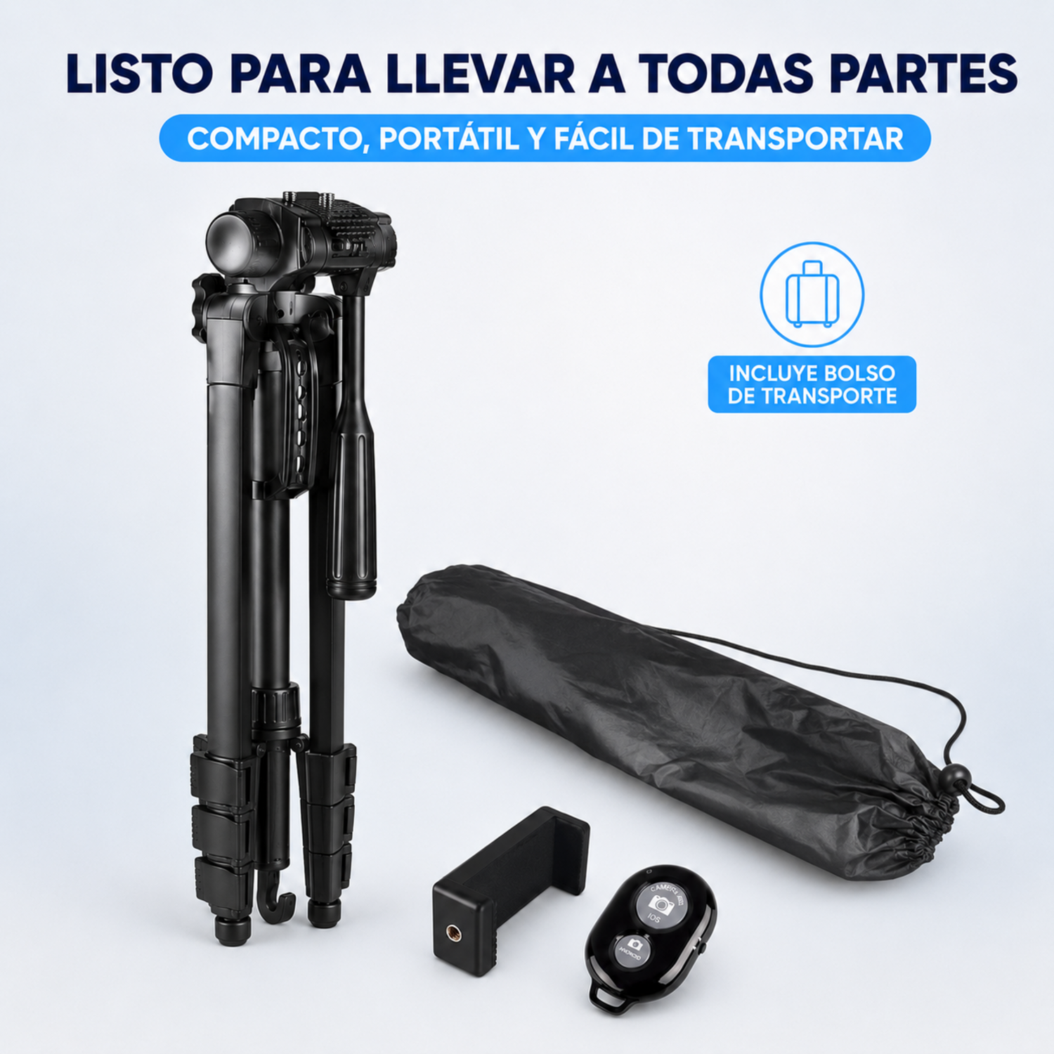 Trípode Profesional WT-3520 150 cm para Cámara y Celular con Control Bluetooth