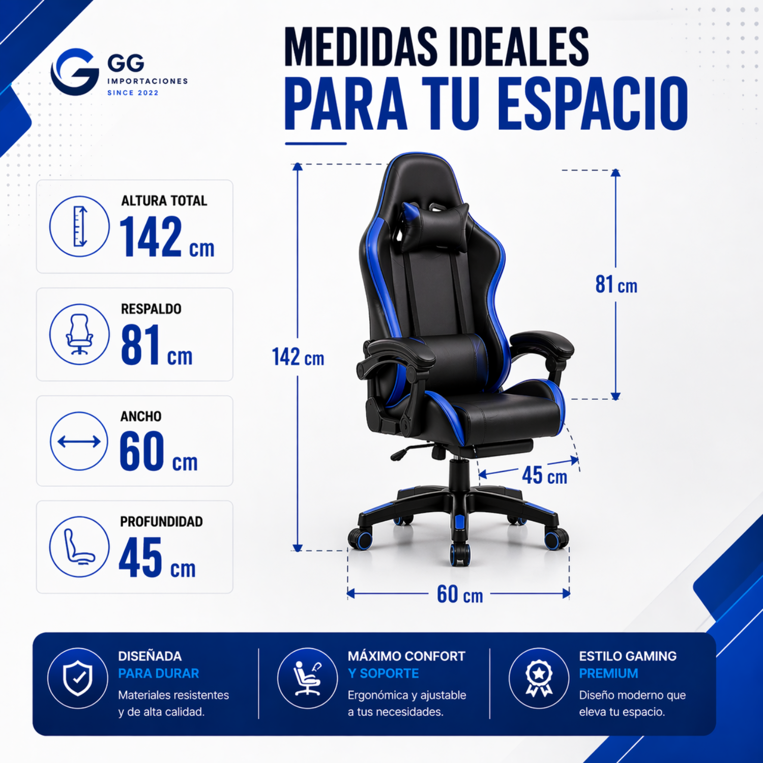 Silla Gamer Ergonómica Reclinable Luces Rgb Con Apoya Pies