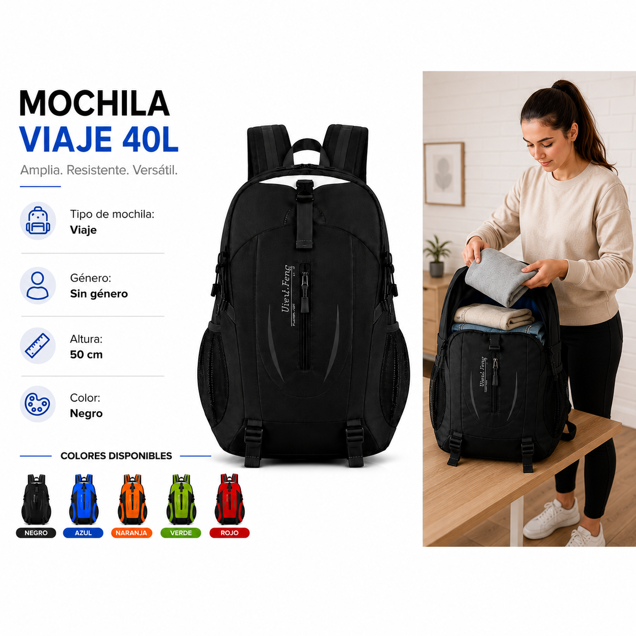 Mochila Viajes Trekking Camping Senderismo 40l Impermeable