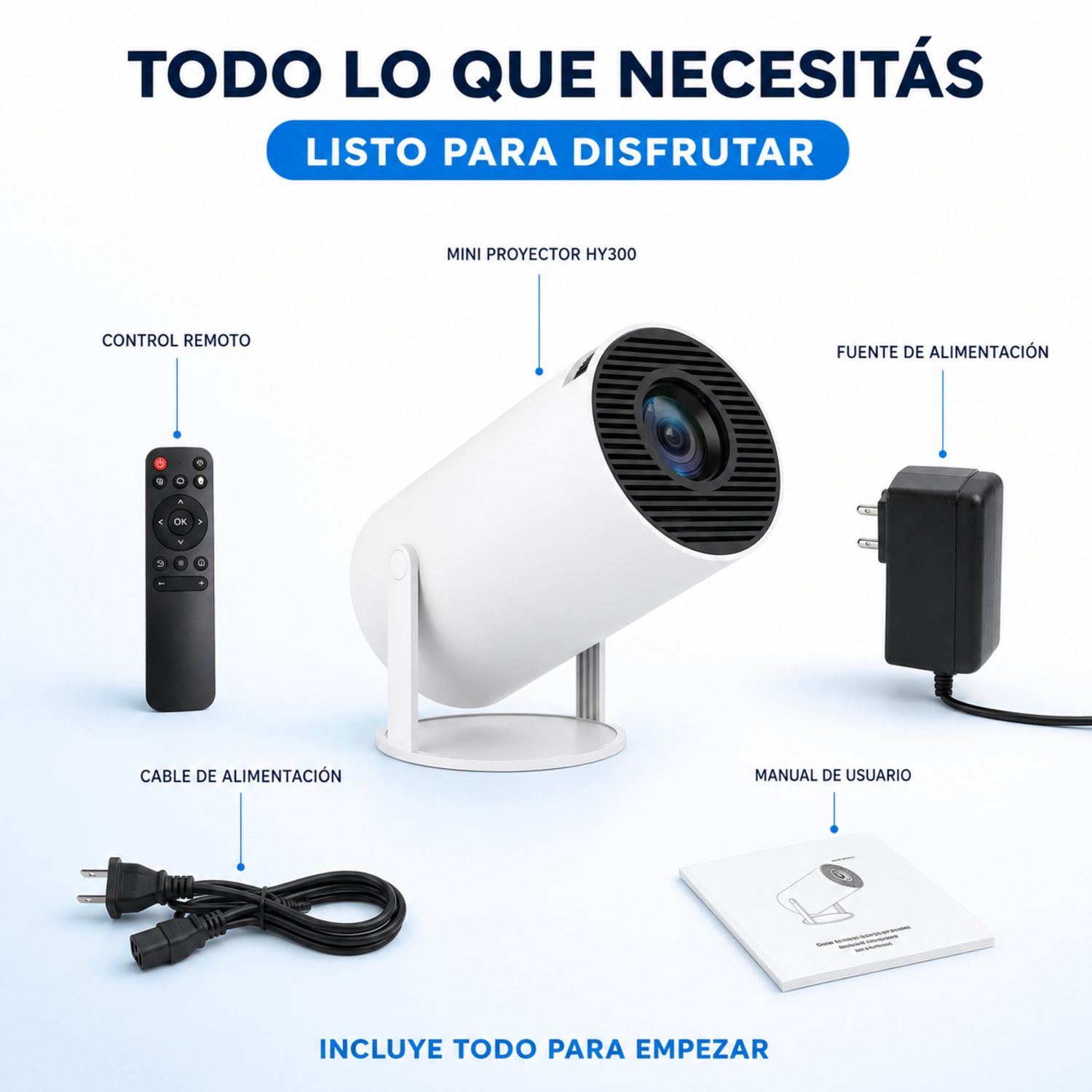 Mini Proyector Smart HY300 Android WiFi Bluetooth 130 Pulgadas