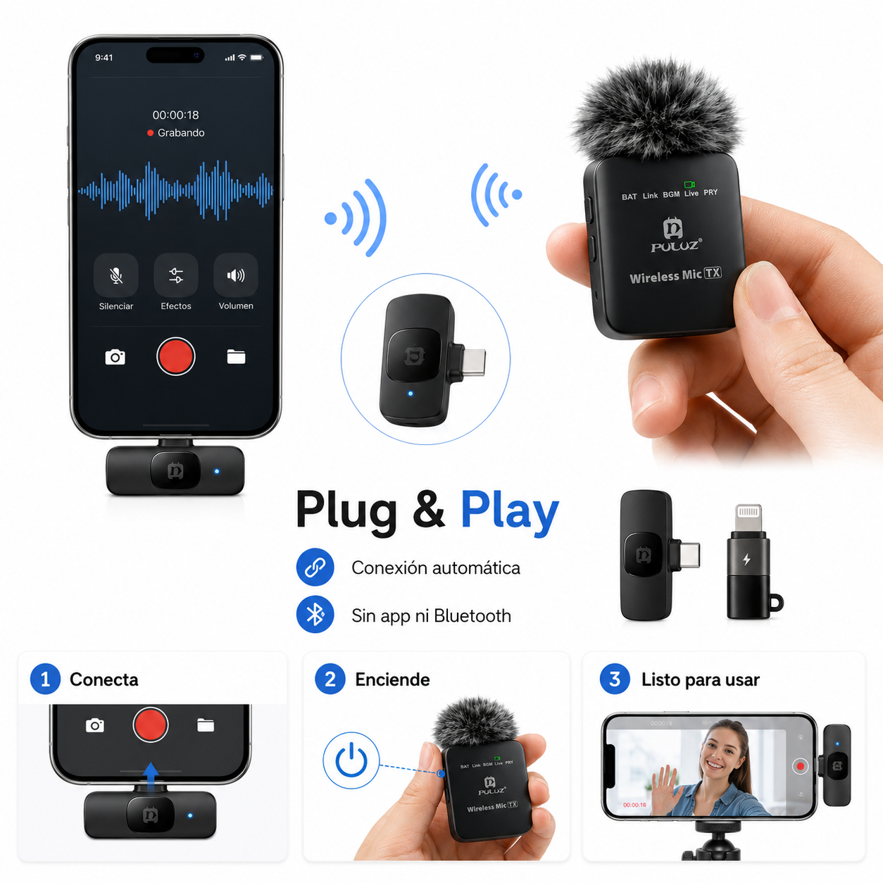 Micrófono Inalámbrico De Solapa Premium Para Iphone y Android