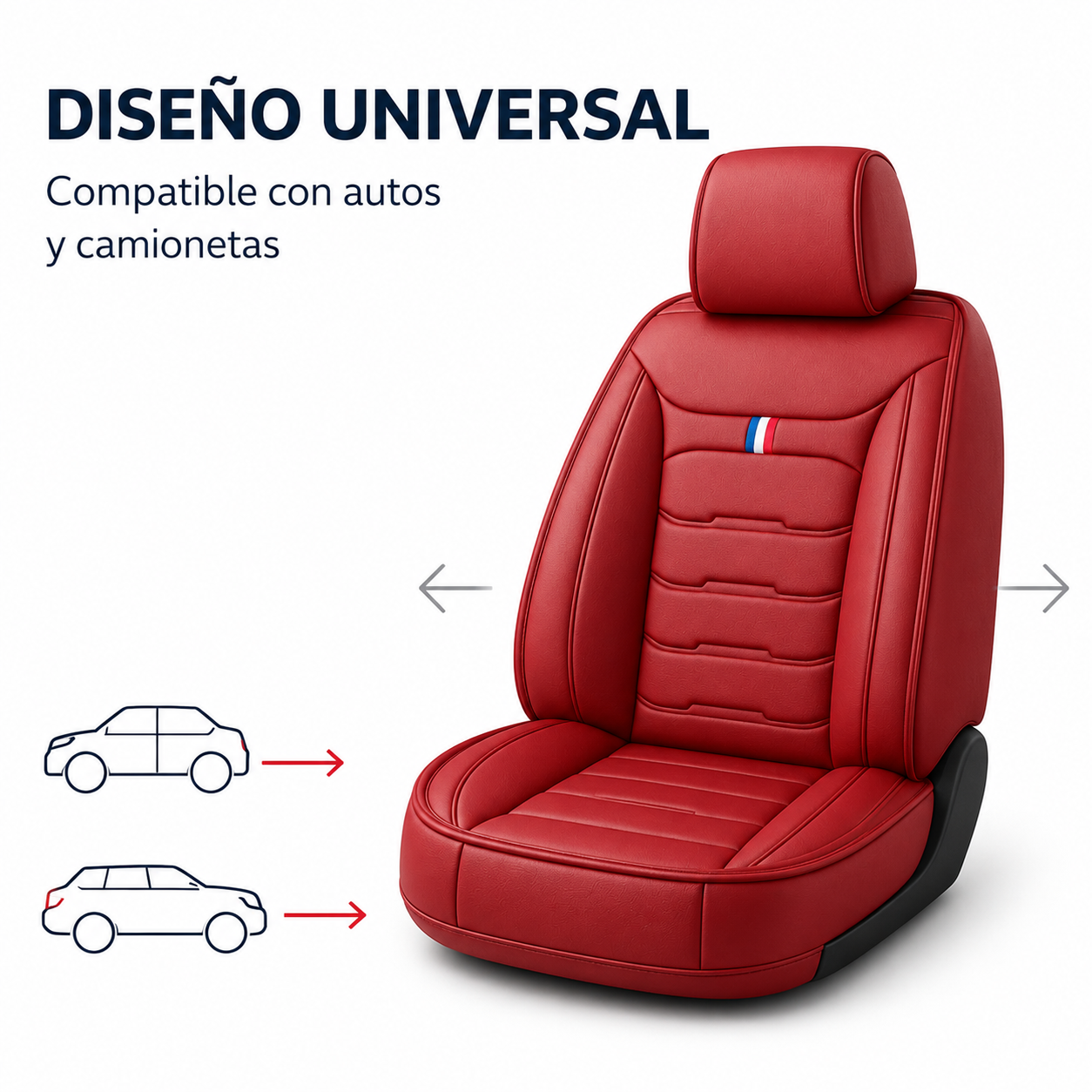 Cubre Asientos Auto Universales Simil Cuero Acolchonados