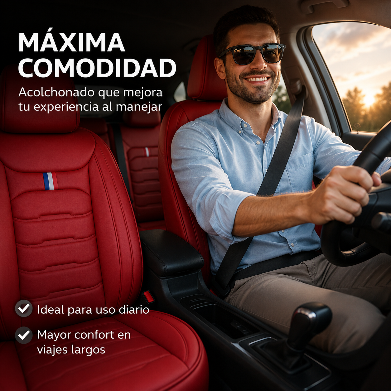 Cubre Asientos Auto Universales Simil Cuero Acolchonados