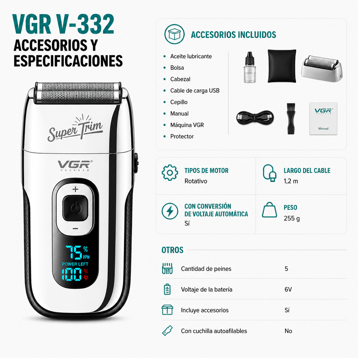 Afeitadora VGR VGR V-332