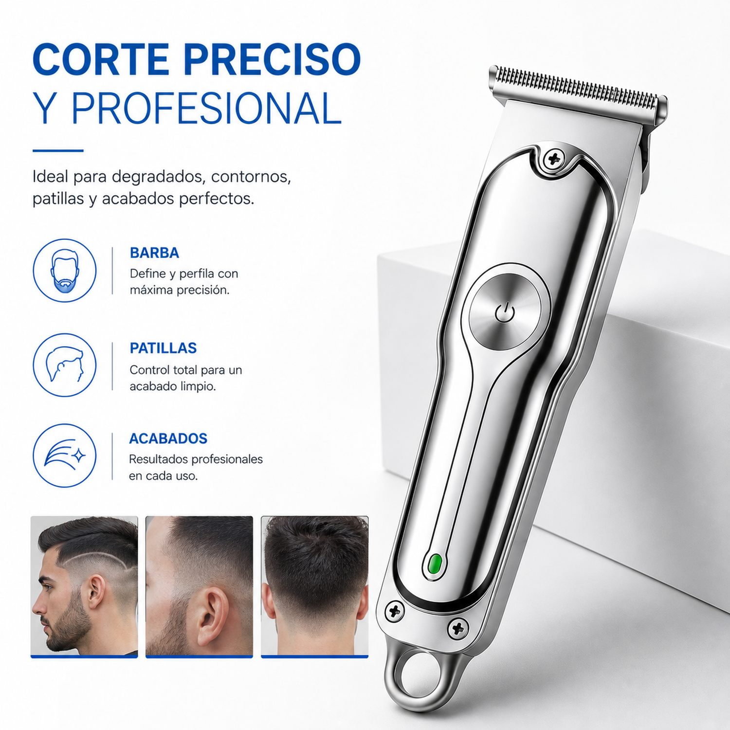 Maquina Corta Pelo Barba Vgr V-071 Profesional Recargable Color Plateado